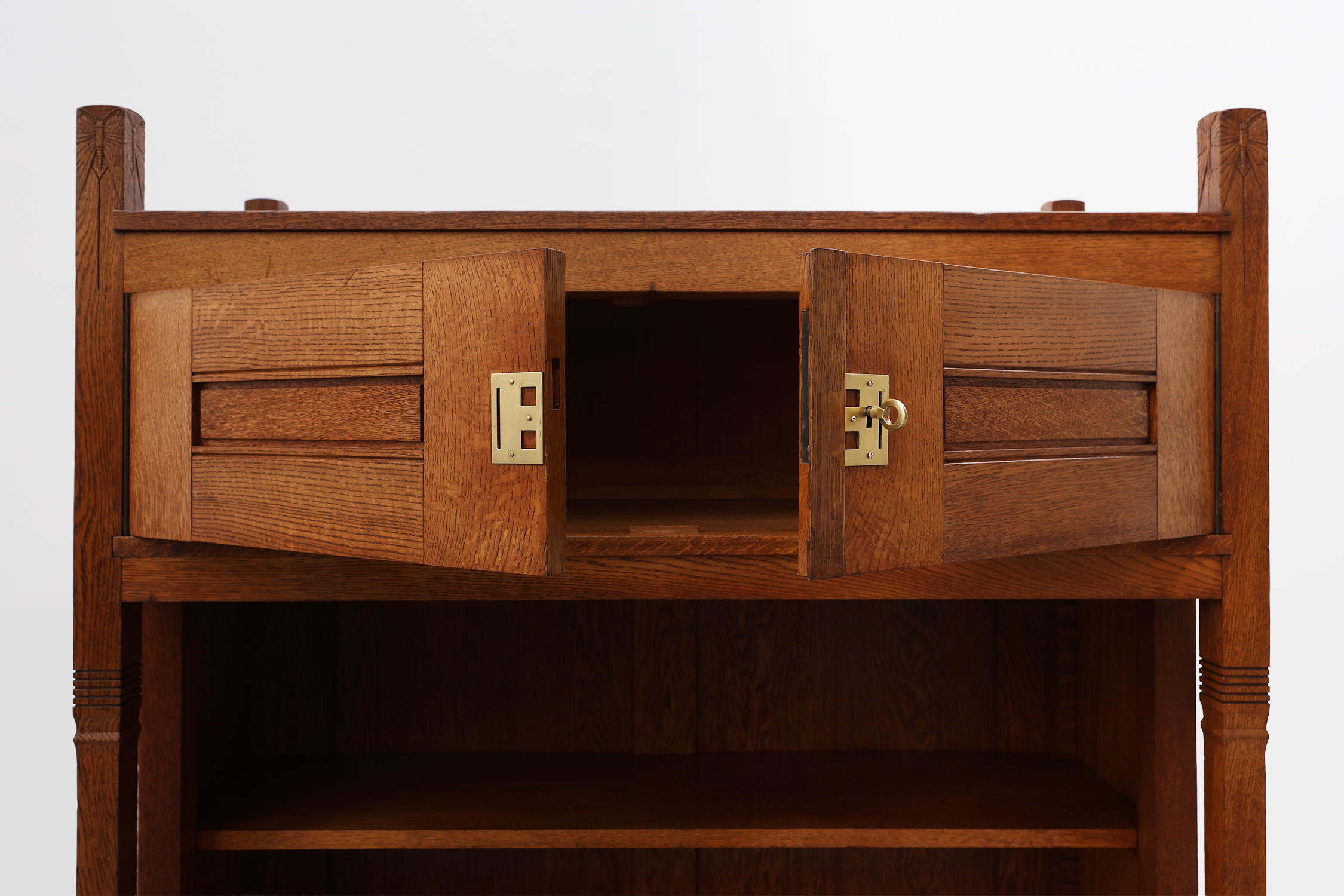 Jugendstil oak bookcase with adjustable shelves, Netherlands, ca. 1900thumbnail